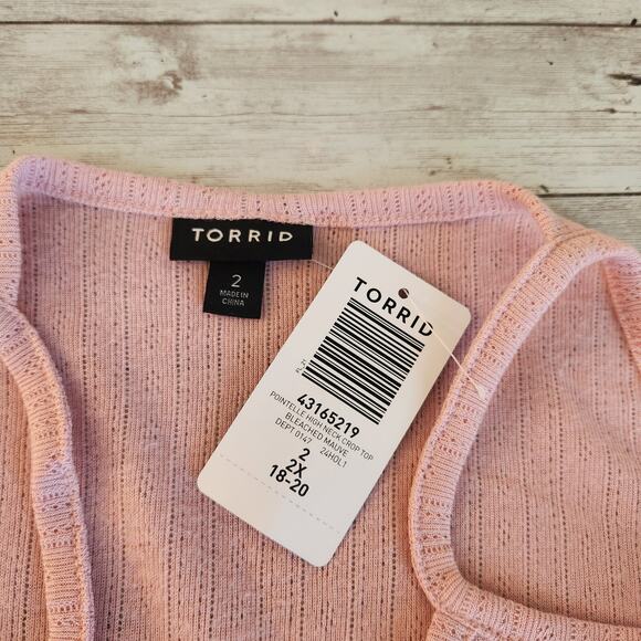 Torrid Pointelle High Neck Crop Top 2X NWT - Picture 7 of 10